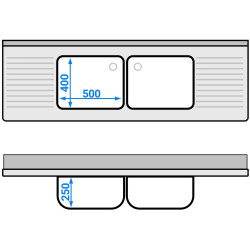 Masa-dulap cu chiuveta GGM Gastro SSK186BM2 (Inox) Thumb