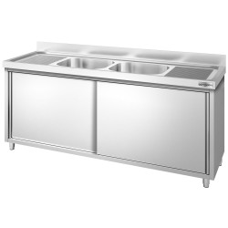 Masa-dulap cu chiuveta GGM Gastro SSK186BM2 (Inox) Thumb