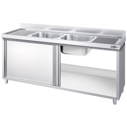 Masa-dulap cu chiuveta GGM Gastro SSK186BM2 (Inox) Thumb