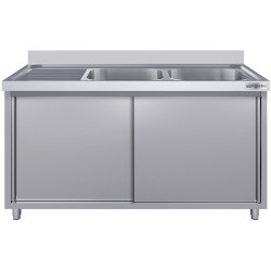 Стол-тумба с мойкой GGM Gastro SSK186BR2#ECO (Inox) Thumb