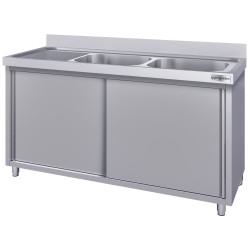 Стол-тумба с мойкой GGM Gastro SSK186BR2#ECO (Inox) Thumb
