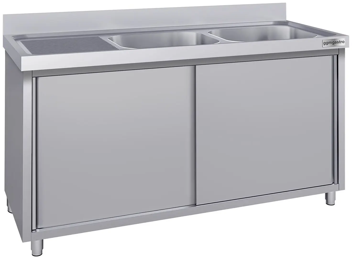 Стол-тумба с мойкой GGM Gastro SSK186BR2#ECO (Inox)