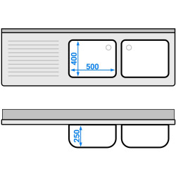 Стол-тумба с мойкой GGM Gastro SSK186BR2 (Inox) Thumb