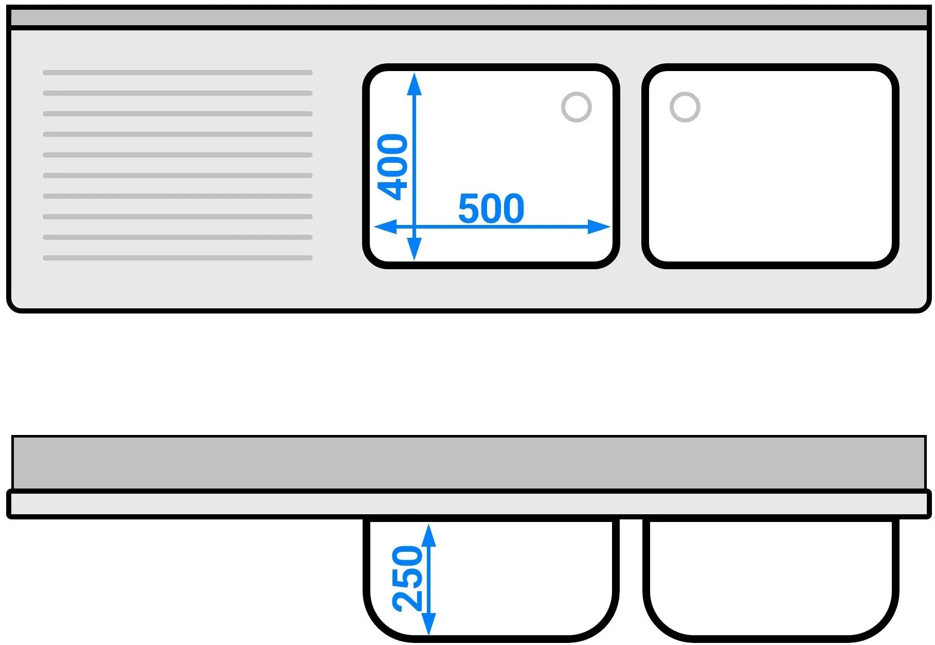 Стол-тумба с мойкой GGM Gastro SSK186BR2 (Inox) - 6