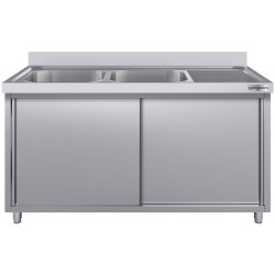 Стол-тумба с мойкой GGM Gastro SSK187BL2#ECO (Inox) Thumb