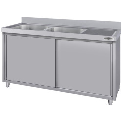 Стол-тумба с мойкой GGM Gastro SSK187BL2#ECO (Inox) Thumb