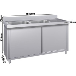 Стол-тумба с мойкой GGM Gastro SSK187BL2#ECO (Inox) Thumb