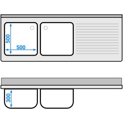 Стол-тумба с мойкой GGM Gastro SSK187BL2#ECO (Inox) Thumb