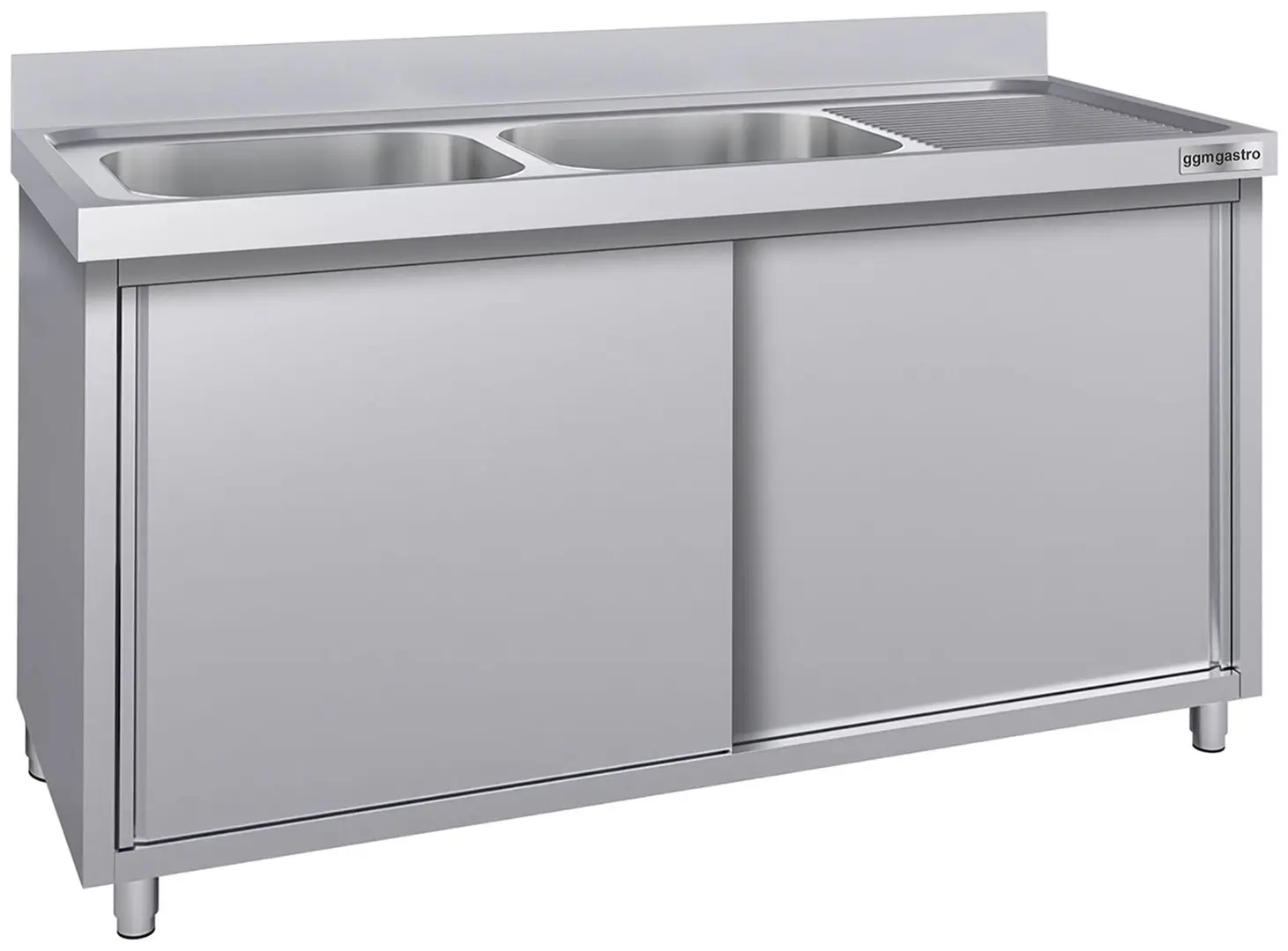 Стол-тумба с мойкой GGM Gastro SSK187BL2#ECO (Inox)