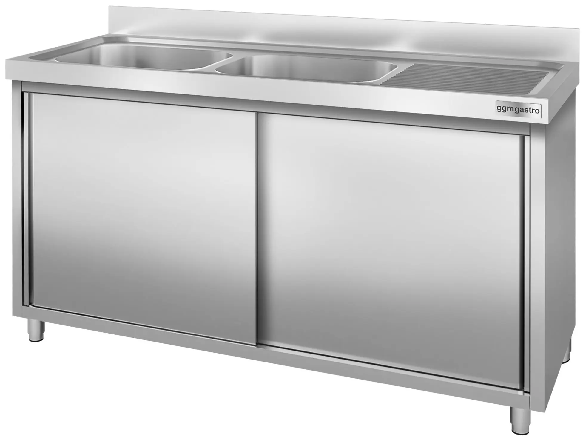 Стол-тумба с мойкой GGM Gastro SSK187BL2 (Inox) - 3