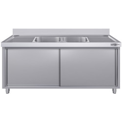 Стол-тумба с мойкой GGM Gastro SSK187BM2#ECO (Inox) Thumb