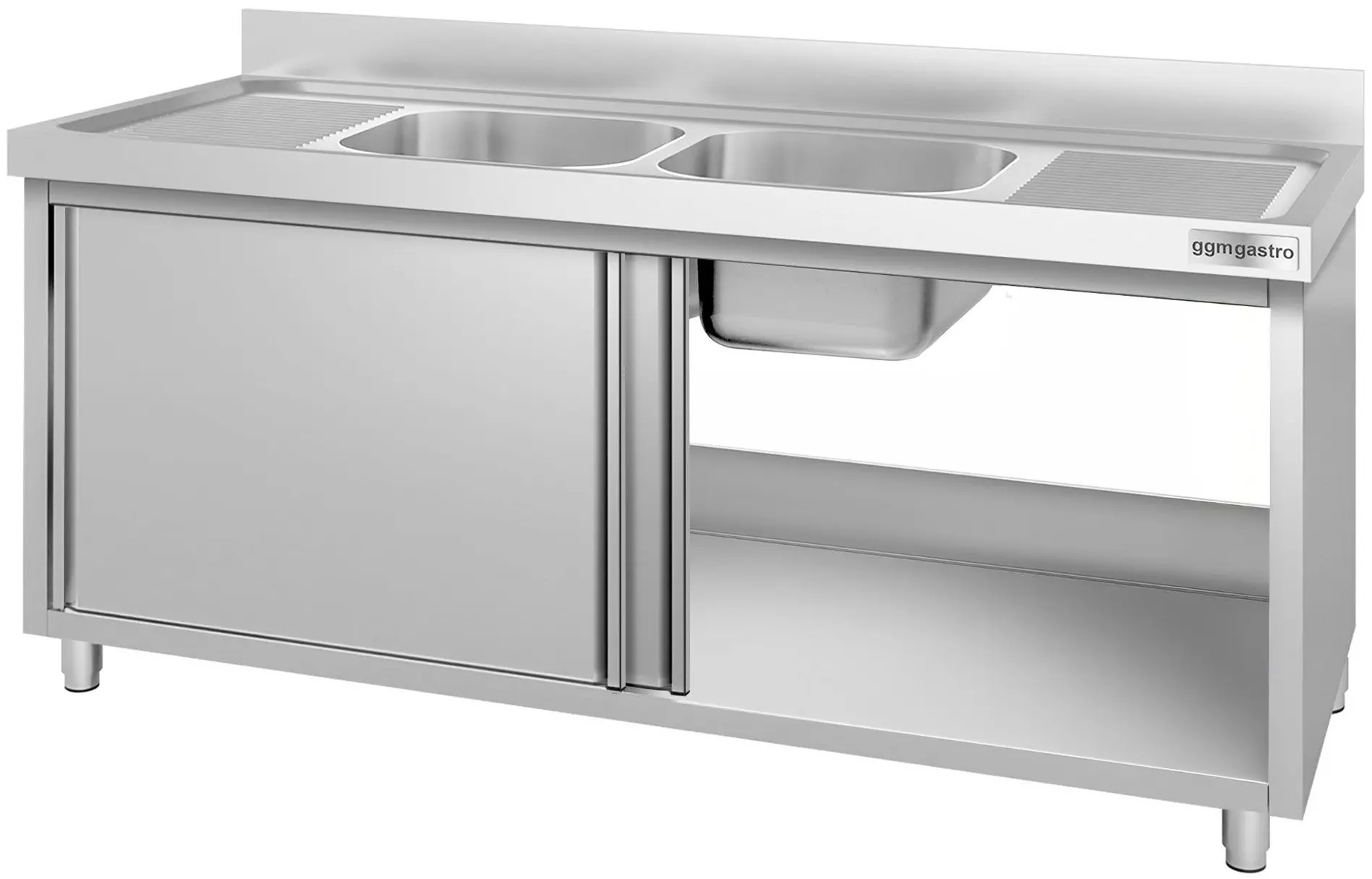 Стол-тумба с мойкой GGM Gastro SSK187BM2#ECO (Inox) - 4