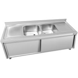 Стол-тумба с мойкой GGM Gastro SSK187BM2#ECO (Inox) Thumb