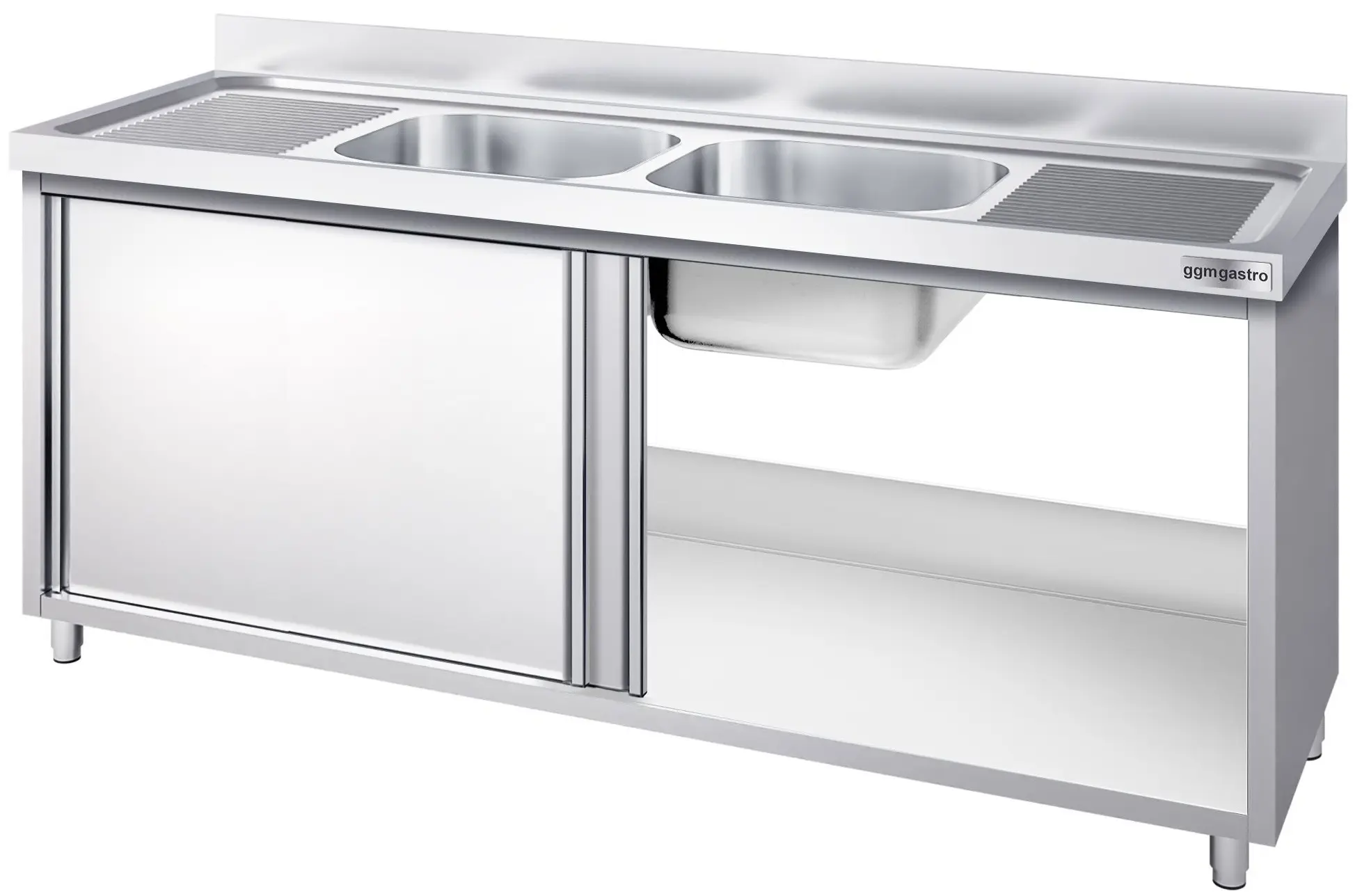 Masa-dulap cu chiuveta GGM Gastro SSK187BM2 (Inox) - 4