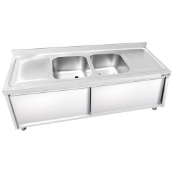 Masa-dulap cu chiuveta GGM Gastro SSK187BM2 (Inox) Thumb