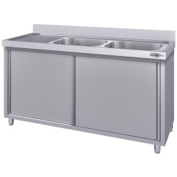 Стол-тумба с мойкой GGM Gastro SSK187BR2#ECO (Inox) Thumb