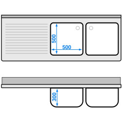 Стол-тумба с мойкой GGM Gastro SSK187BR2#ECO (Inox) Thumb