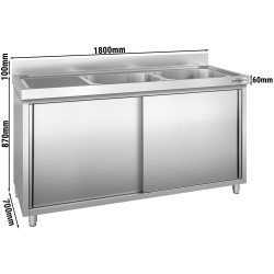 Стол-тумба с мойкой GGM Gastro SSK187BR2 (Inox) Thumb