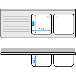 Стол-тумба с мойкой GGM Gastro SSK187BR2 (Inox) Thumb
