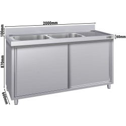 Masa-dulap cu chiuveta GGM Gastro SSK206BL2#ECO (Inox) Thumb