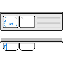 Masa-dulap cu chiuveta GGM Gastro SSK206BL2#ECO (Inox) Thumb