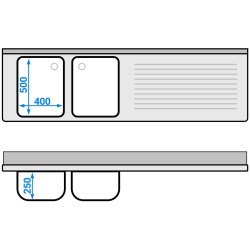 Стол-тумба с мойкой GGM Gastro SSK206BL2 (Inox) Thumb