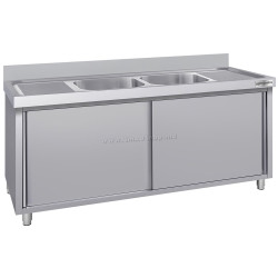 Стол-тумба с мойкой GGM Gastro SSK206BM2#ECO (Inox)