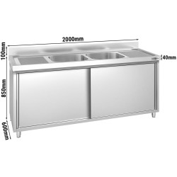 Стол-тумба с мойкой GGM Gastro SSK206BM2 (Inox) Thumb
