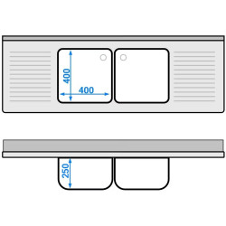 Стол-тумба с мойкой GGM Gastro SSK206BM2 (Inox) Thumb