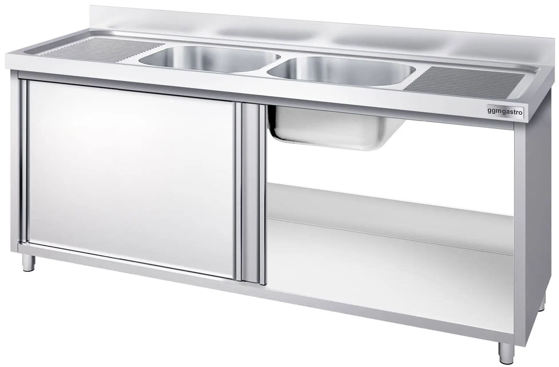 Стол-тумба с мойкой GGM Gastro SSK206BM2 (Inox) - 4