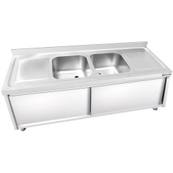 Стол-тумба с мойкой GGM Gastro SSK206BM2 (Inox) Thumb