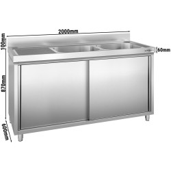 Стол-тумба с мойкой GGM Gastro SSK206BR2 (Inox) Thumb