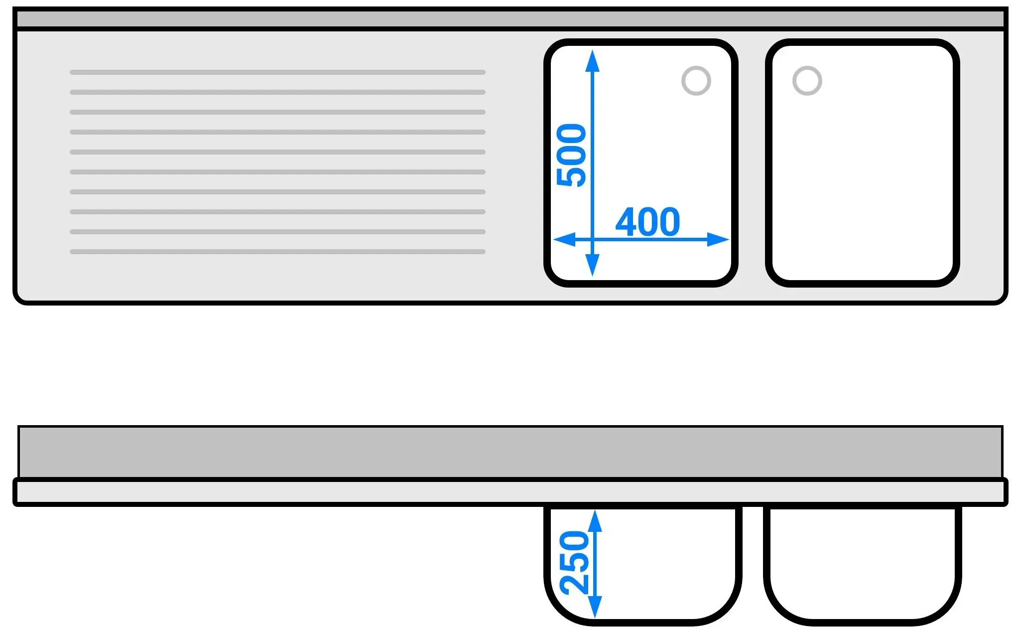 Стол-тумба с мойкой GGM Gastro SSK206BR2 (Inox) - 6