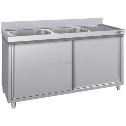 Стол-тумба с мойкой GGM Gastro SSK207BL2#ECO (Inox)