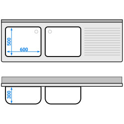 Стол-тумба с мойкой GGM Gastro SSK207BL2#ECO (Inox) Thumb