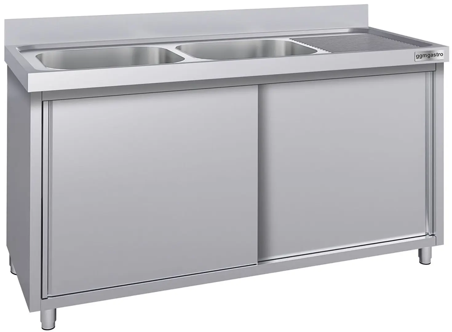 Стол-тумба с мойкой GGM Gastro SSK207BL2#ECO (Inox)