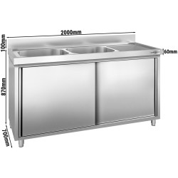 Стол-тумба с мойкой GGM Gastro SSK207BL2 (Inox) Thumb