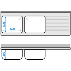 Стол-тумба с мойкой GGM Gastro SSK207BL2 (Inox) Thumb