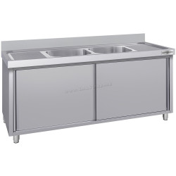 Стол-тумба с мойкой GGM Gastro SSK207BM2#ECO (Inox)