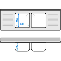 Стол-тумба с мойкой GGM Gastro SSK207BM2 (Inox) Thumb