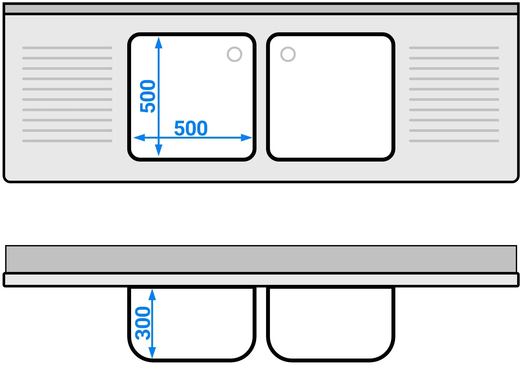Стол-тумба с мойкой GGM Gastro SSK207BM2 (Inox) - 13