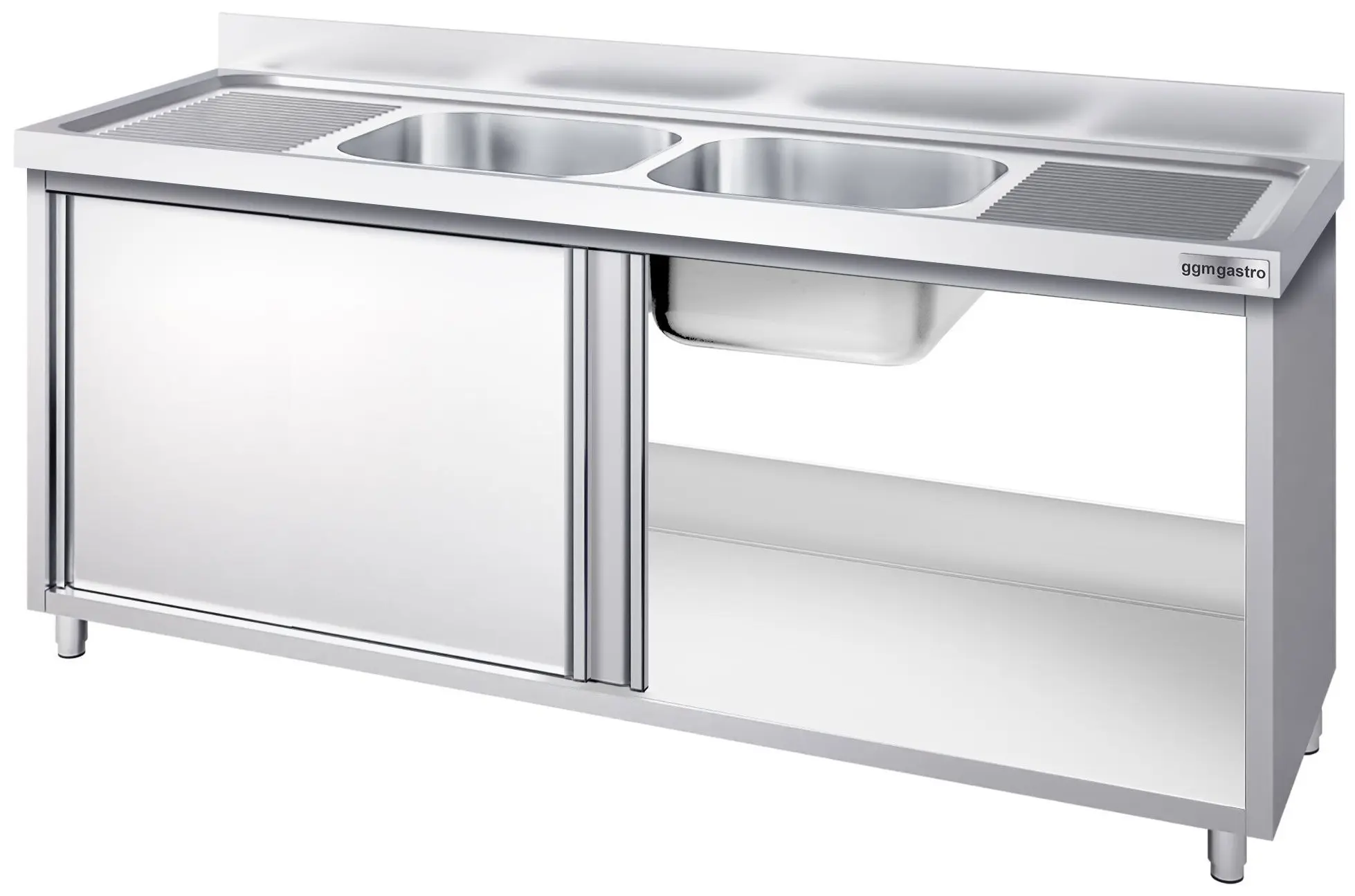 Стол-тумба с мойкой GGM Gastro SSK207BM2 (Inox) - 4
