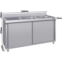 Стол-тумба с мойкой GGM Gastro SSK207BR2#ECO (Inox) Thumb