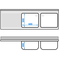 Стол-тумба с мойкой GGM Gastro SSK207BR2 (Inox) Thumb