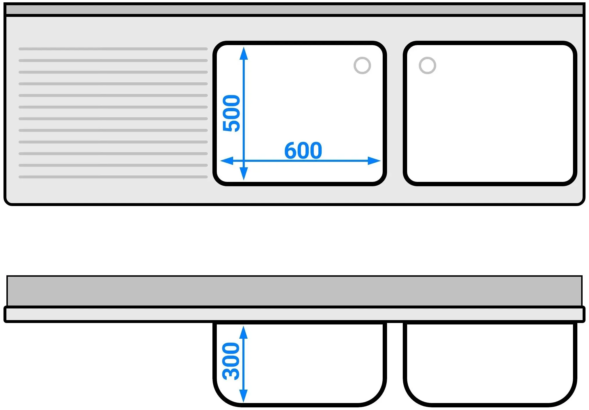 Стол-тумба с мойкой GGM Gastro SSK207BR2 (Inox) - 6
