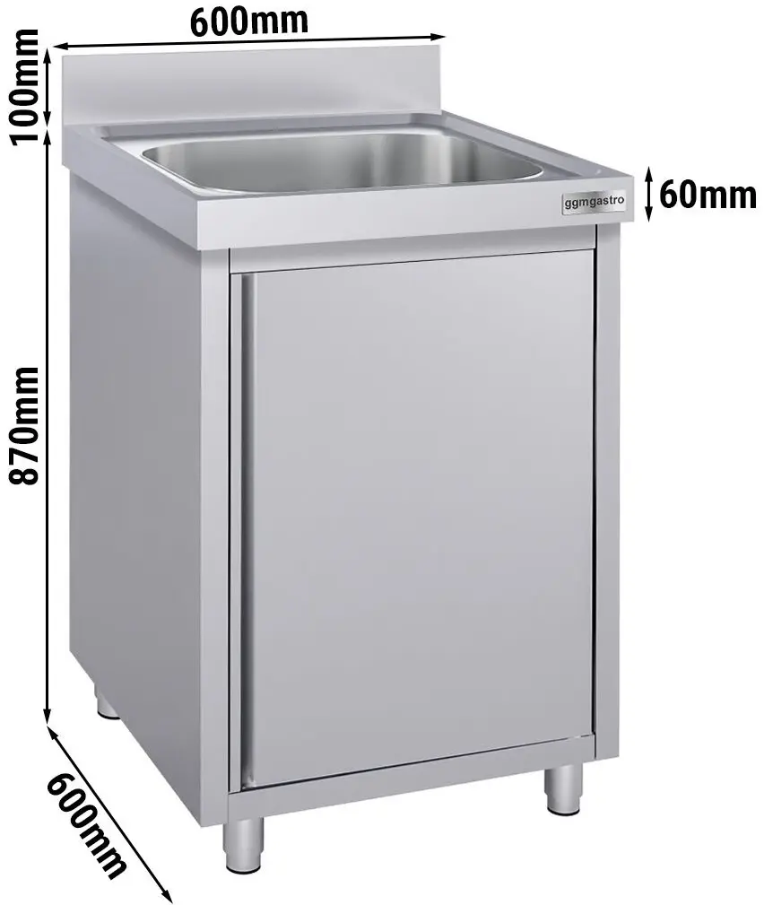 Стол-тумба с мойкой GGM Gastro SSK66BM1#ECO (Inox) - 5