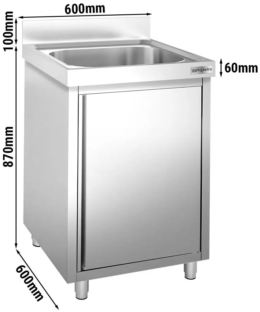 Стол-тумба с мойкой GGM Gastro SSK66BM1 (Inox) - 5