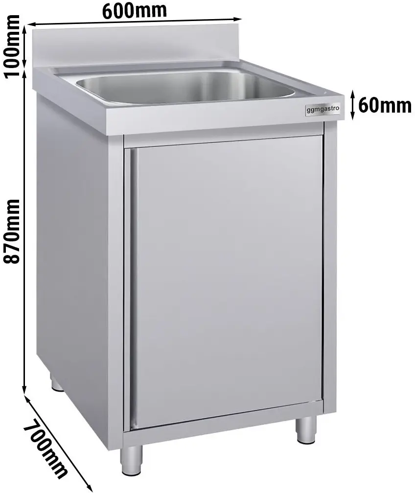 Стол-тумба с мойкой GGM Gastro SSK67BM1#ECO (Inox) - 5