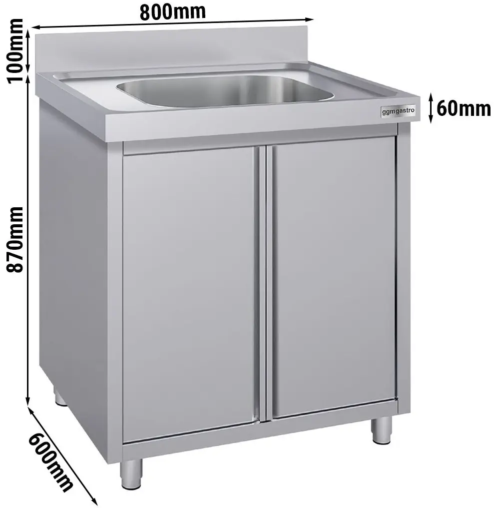 Masa-dulap cu chiuveta GGM Gastro SSK86BM1#ECO (Inox) - 5