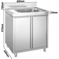 Стол-тумба с мойкой GGM Gastro SSK86BM1 (Inox) Thumb